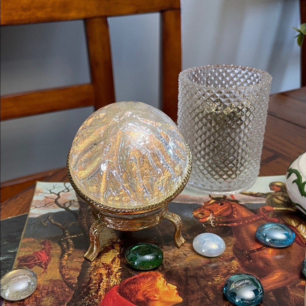 Vintage Mixed LOT Mesh Scarf Glass Pebbles Medieval Paper Art Iridescent Globe - Picture 8 of 16